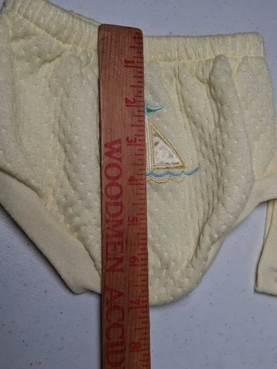 Vintage Baby Outfit Small Steps 6/9 Mos Yellow Sailboat Shirt Set Nautical 2 Pc - Picture 6 of 16